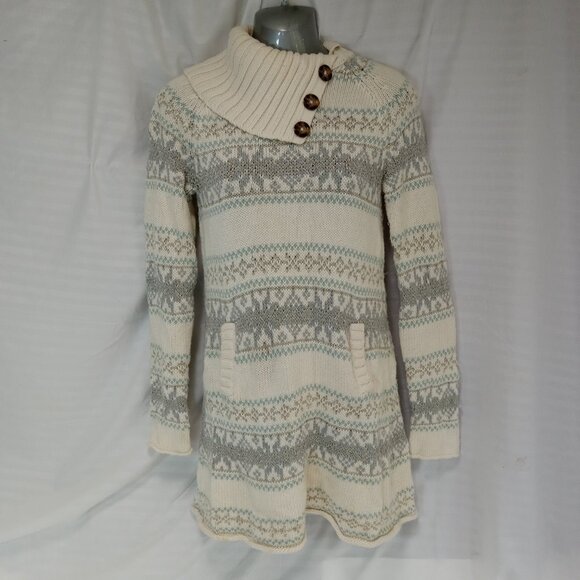 Gap Kids Size XXL 14-16 Exrta Long Knit Sweater Y2K White Silver Blue Winter - Picture 2 of 13